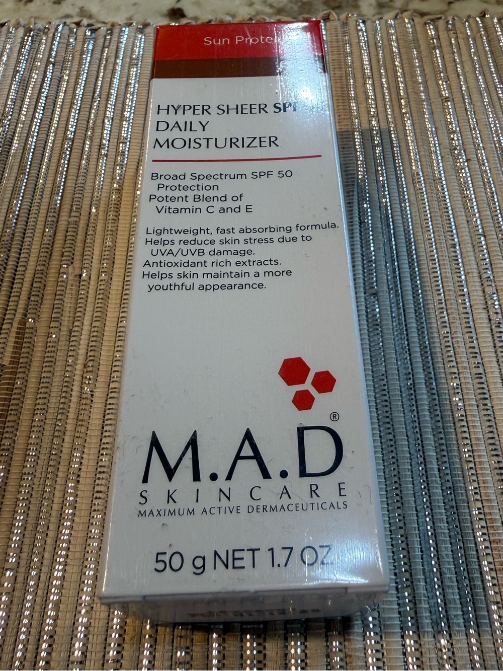 NEW SEALED M.A.D. Skincare HYPER SHEER SPF 50 DAILY MOISTURIZER, 1.7oz